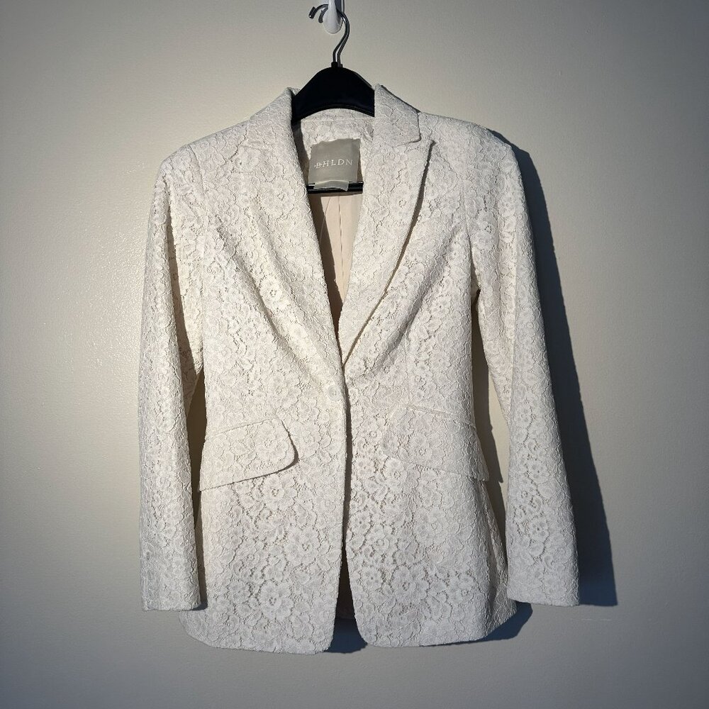 Anthropologie BHLDN Burton Suit Jacket White Lace Size 0